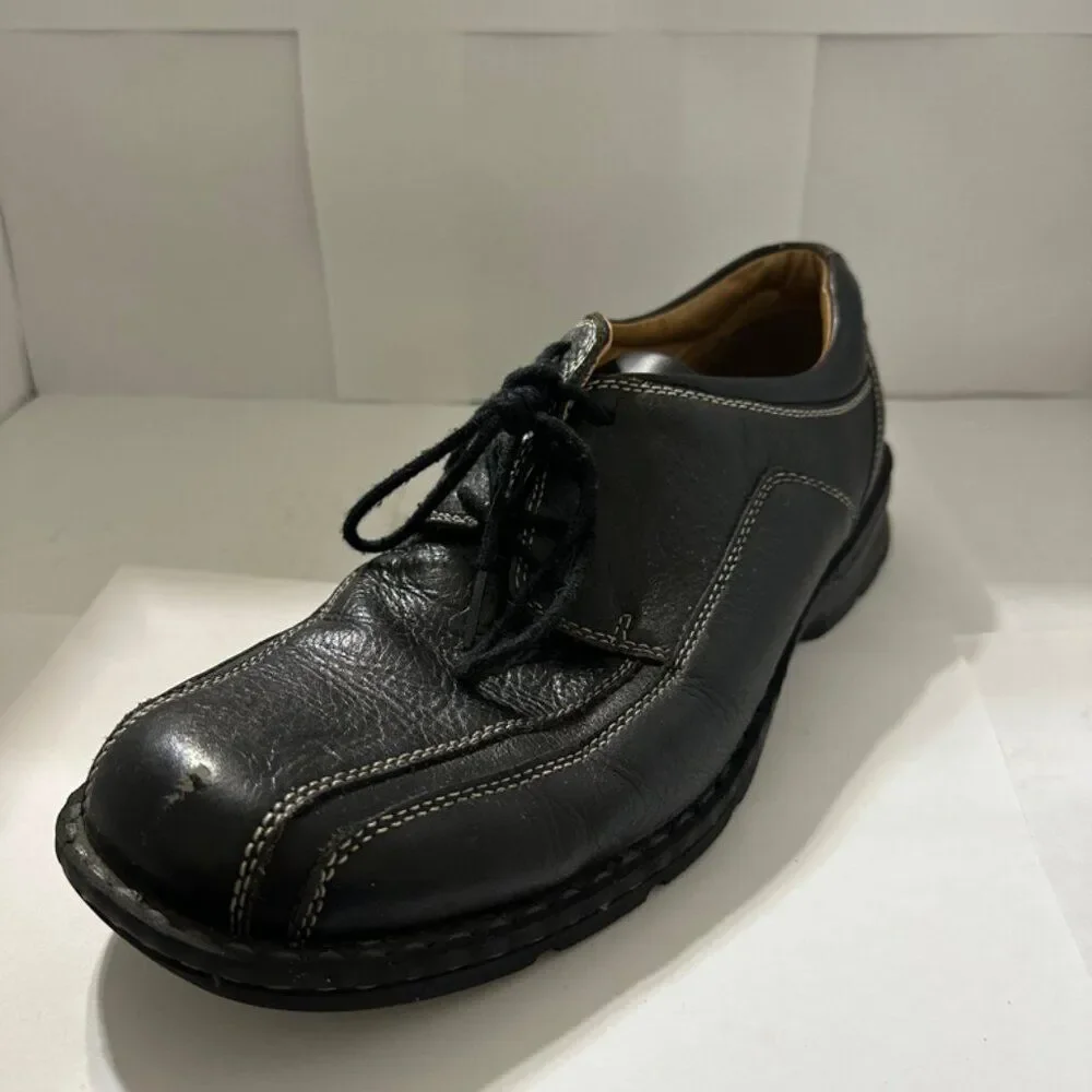 DOCKERS Shoes Mens 11 M Black Leather Trustee Oxford Lace-Up 90--29024